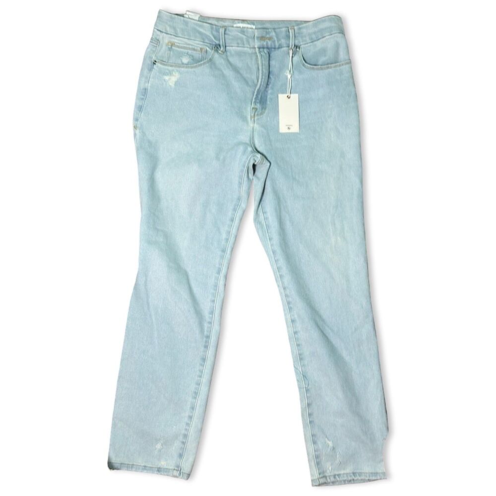 Good American Good Classic Jeans NWT | 14/32 | Light Wash Distressed Skinny